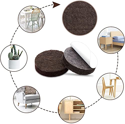 Yelanon Felt Furniture Pads for Hardwood Floors -24 Pcs 2.5" Premium Felt Pads for Chair Legs, Floor Protectors for Furniture, Brown - size: 24 pcs Brown Round