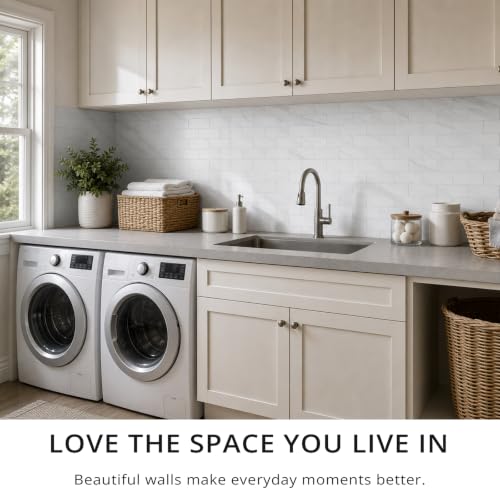 StyloVue 100 Pieces Peel and Stick Backsplash for Kitchen, 3" x 6" PVC Subway Tile, 2026 Upgraded Sparkle White Marble, Stick on Wall Tile for Kitchen, Bathroom, Fireplace, RV - color: Sparkle White Marble