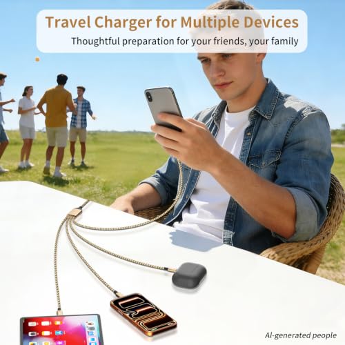 4 in 2 Multi Charging Cable, USBA/C Universal Charging Cords 2 Pack 5FT - color: Gold
