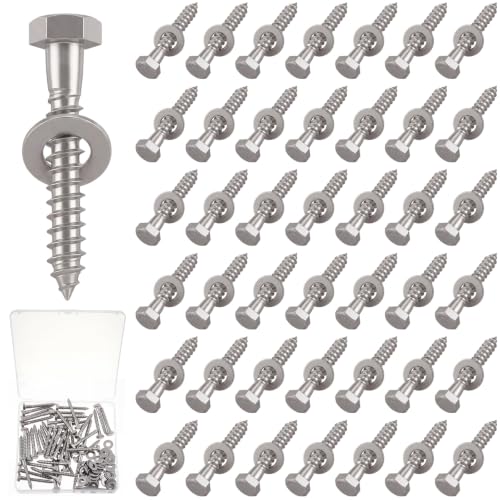 Zonon 50 Pcs 5/16-18 x 2" Hex Head Lag Bolts Screws with Washers, Silver - color: Silver, size: 5/16-18 x 2"