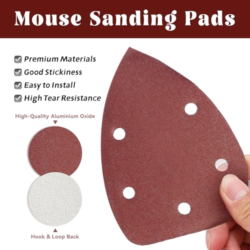 60 Pcs 320 Grit Mouse Sandpaper, Aluminum Oxide Mouse Sanding Pads - size: 320 Grit