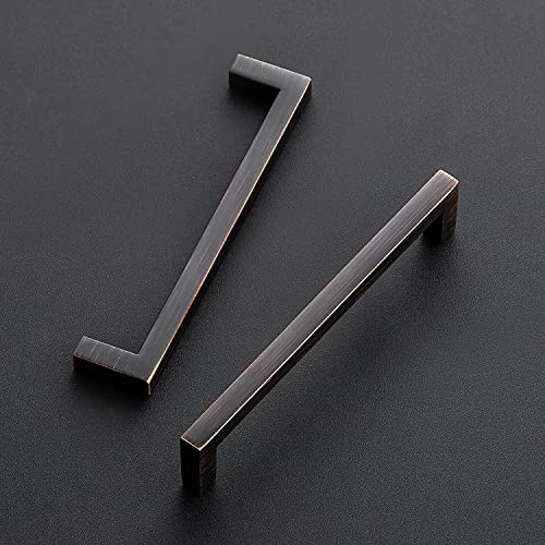 Ravinte Oil Rubbed Bronze Cabinet Handles Solid Cabinet Pulls 5 Inch 5 Pack | Zinc Alloy, Slim Square Bar Grip, Smooth Drawer Pull Feel, Kitchen Cabinet Update, For Cupboards, Dressers, Drawers, Hardware - color: Oil Rubbed Bronze, size: Flat Black 5" Hol