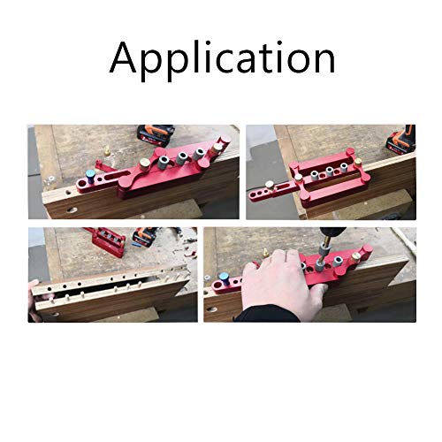 Self Centering Dowel Jig with 6/8/10mm Positioner Locator - color: Red(metric)