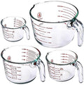 Le’raze Glass Measuring Cups Set of 4 – Heat-Resistant, Easy-Read Measurements, Ergonomic Handle & Pour Spout, Dishwasher Safe, Kitchen Bakeware Liquid Batter Mixing Bowls (1 cup, 2 cup, 4 cup, 8 Cup)