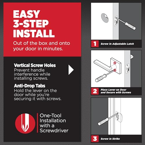 Kwikset 730HFLSQT-4 Halifax Lever with Square Rose Privacy Door Lock with 6AL Latch and RCS Strike Satin Brass Finish - color: Satin Brass, size: 1 Pack