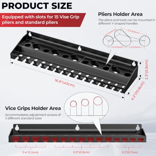Vice Grips Pliers Holder,Wall Mount Vise Grip Organizer with 15 Slots - style: Vise Grip Holder