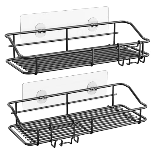 Nieifi Shower Caddy Adhesive, Shower Shelves, Shampoo Holder for Bathroom - color: Black, size: 2 Pack