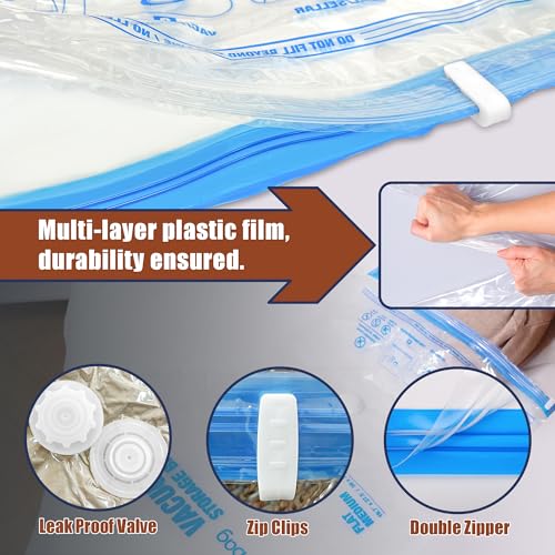 12 Jumbo Vacuum Storage Bags for Bedding, Vacuum Seal Bags for Clothing - size: 12-Jumbo