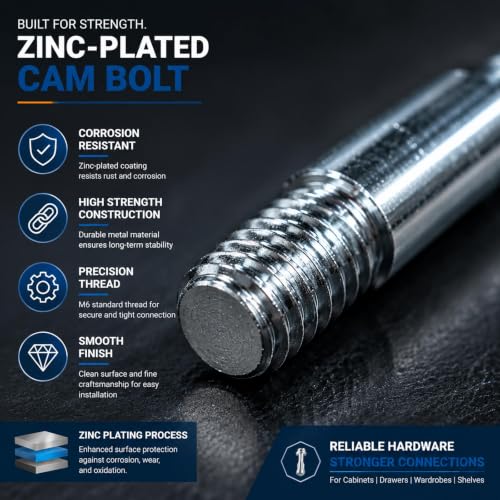 10PCS 35mm Cam Bolts for Furniture, Threaded Cam Connector Bolts - size: 35mm