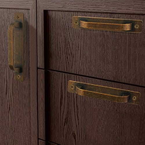 2 Pack 5 Inch 128 mm FlatCopper Cabinet Handles Aluminum Cabinet Pulls Drawer Pulls - color: FlatCopper, size: 5 Inch