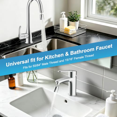 Faucet Aerator 4 Modes, 360° Swivel Faucet Sprayer Head Attachment, Chrome - color: Chrome, style: 2 Swivel Joints