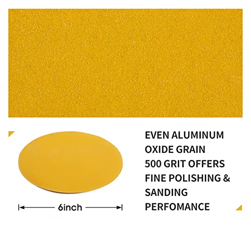 S SATC 100 PCS PSA Sanding Discs 6 Inch Sanding Discs Stick On 500 Grit Round Sandpaper Roll for Orbital Sander - style: 500 Grit