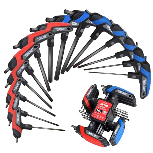 Topline 14-Piece T-Handle Allen Wrench Set, Hex Keys Set with Storage Rack
