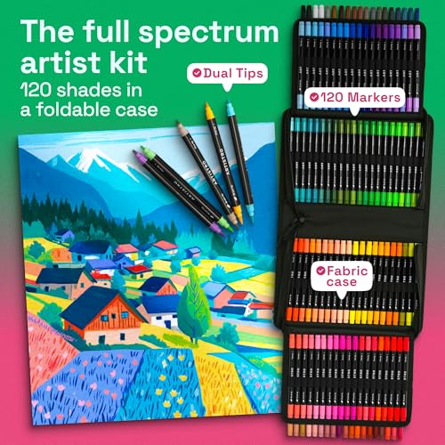 ARTISTRO Acrylic Paint Markers, Dual-Tip Paint Pens, Black 120 Pack - size: Dual Tip (Brush + Fine)