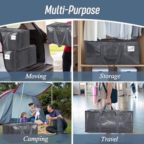 12 Pack Extra Heavy Duty Large Moving Bags with Strong Zipper, Gray - color: Gray, size: 12 Pack