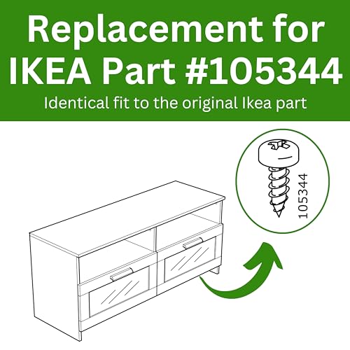 Spare Hardware Parts Replacement for IKEA Furniture Screw Chipboard Flat TRX Screw - Part #105344 | Chipboard Screw M4.5-2.0×12 Full Thread with PZD2 Recess | Pack of 24 - size: 105344