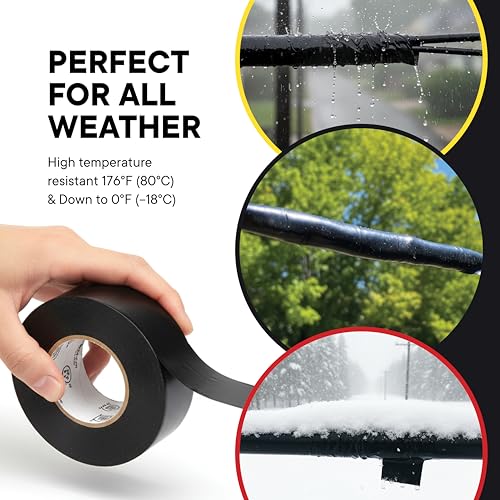 TAPEWELL Black Electric Tape, Professional Grade 3/4 inch x 66ft, PVC Electrical Insulating Tape for All Weather, U/L Approved, Waterproof, Home Improvement Electrical Equipment, Pack of 20 - size: Pack of 20