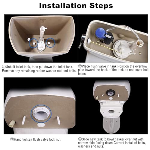 2-Inch Toilet Flush Valve Replacement Kit with Gasket and Bolts Compatible with American Standard 738461-0070A Two-Piece Toilet