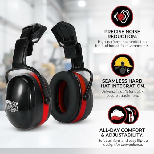 32dB Ear Muffs for Hard Hats, Safety Hearing Protection, Black - style: A30hfm