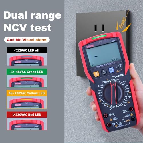 UNI-T UT89X Digital Multimeter Tester, TRMS 6000 Counts AC DC 1000V Multimetro Volt Ohm Meter Automotive Electrical Capacitance Multimeter, Measures Current Temperature NCV Resistance - style: UT89X[Temperature, Live wire test]