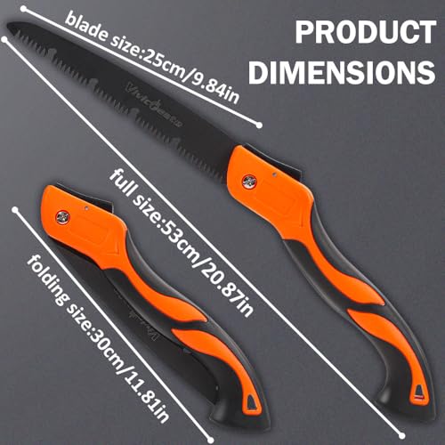 Vivicreate Folding Pruning Saw 12 Inch Hand Saw for Tree Trimming Wood Cutting Camping Bushcraft Foldable Tree Saw with Triple Cut Teeth and Non Slip Handle