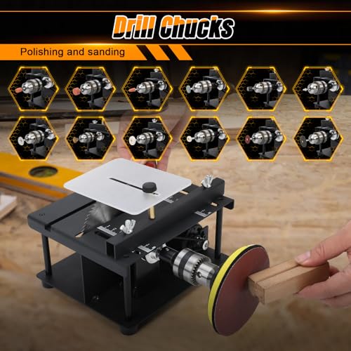 Mini Table Saw, 100W Portable Small Desktop Electric Saw, Speed & Angle Adjustable 30MM Cutting Depth, Precision Hobby TableSaw with Belt Sander for Wood Craft, Woodworking, Model Making