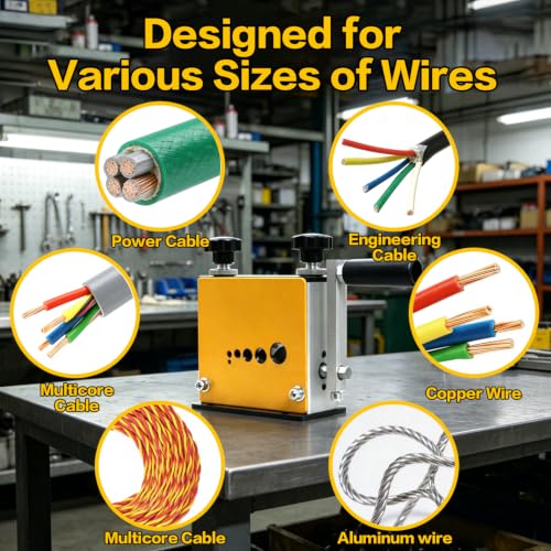 Wire Stripper Machine Gauge Wire 3-17mm, Manual & Electric Drill Compatible Copper Wire Stripping Tool with 6 Channels 5 Blades, Scrap Wire Stripping Machine for Efficient Cable Stripping - size: large size