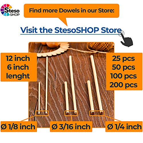 Hardwood Dowel Rods 6 inch - 3/16 Wood Craft Dowels for Woodworking Projects - 50 pcs - Model Building, Games, Kids Crafts, Home Decor - size: 3/16 x 6inch x 50pcs