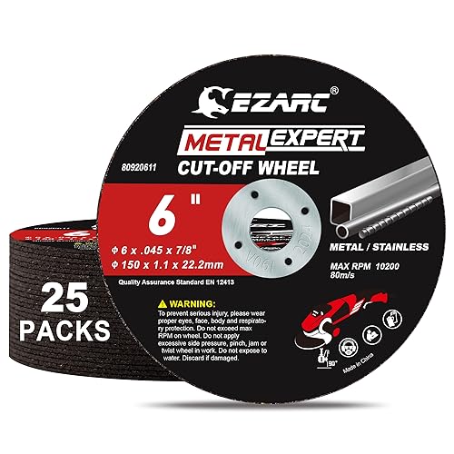 EZARC Metal Cut Off Wheels, 6'' x .045'' x 7/8'', 25-Pack - size: 25PCS 6'' x .045'' x 7/8''