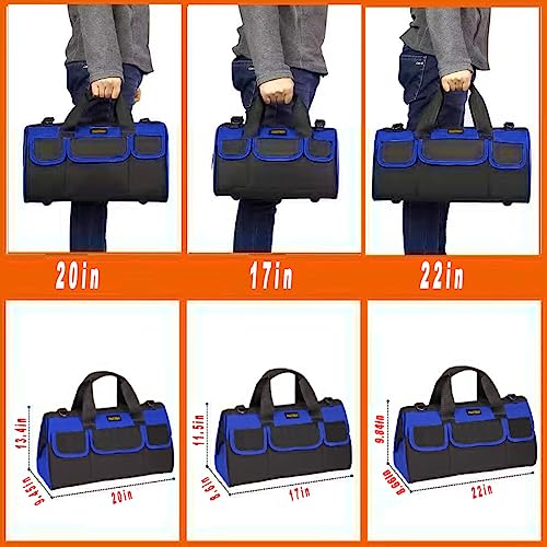 FASTECH 20 Inch Heavy Duty Tool Bag with Wide Mouth for Tool Storage,Carrier and Organizer,Tool Bag for Men/Women, Wide Mouth Tool Bag with Inside Pockets (20 Inch) - size: 20inch