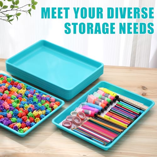 Maitys 15 Pack Plastic Art Trays 12 x 16 Inch Sensory Trays, Mint Green - color: Mint Green