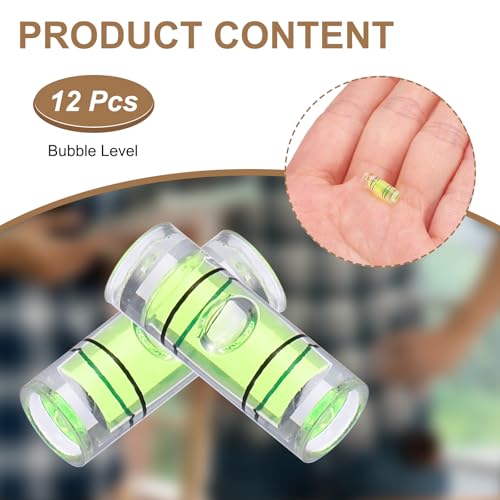 HARFINGTON 12pcs Mini Cylindrical Bubble Spirit Level Vials 4.5x12mm - size: 4.5x12mm