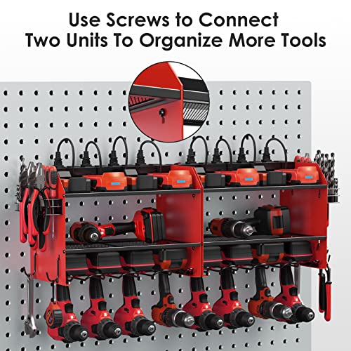 CCCEI Wall Mount Modular Tool Charging Organizer, Red, 1 Pack, 3 Tier. - color: Red