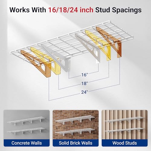 FLEXIMOUNTS 12-inch-by-72-inch Wall Shelf Garage Storage Rack Wall Mounted Floating Shelves,1x6ft,White, 2-Pack, Classic Series - color: White, size: 2 pack-1x6 ft