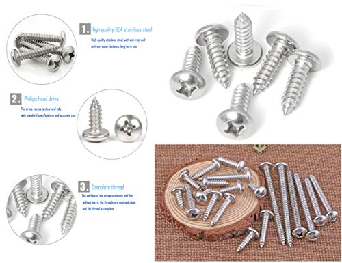 LBY 600pcs M2, M2.2, M2.6, M3 Pan Head Self-Tapping Sheet Metal Screw Assortment Kit, 12 Sizes, 304 Stainless Steel
