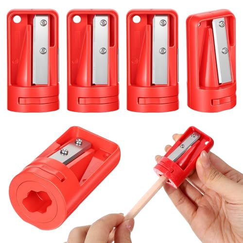 6 Pack Carpenter Pencil Sharpener Manual Handheld Pencil Sharpener Portable Woodworking Construction Sharpeners Small Sharpening