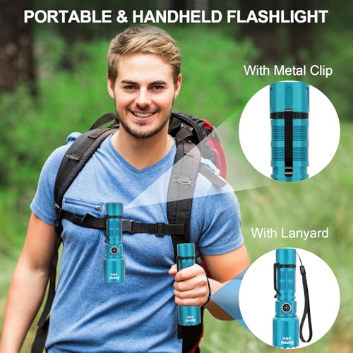 Rechargeable Flashlights High Lumens,Super Bright Small Powerful Flashlight - color: Turquoise