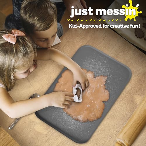Just Messin’ Silicone Arts and Crafts Mat for Kids, 12"x 18", Gray - color: Gray, size: 12" x 18"