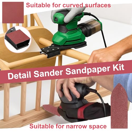90 Pcs Detail Sander Sandpaper Kit, Hook&Loop Sanding, 60/80/120/240 Grit