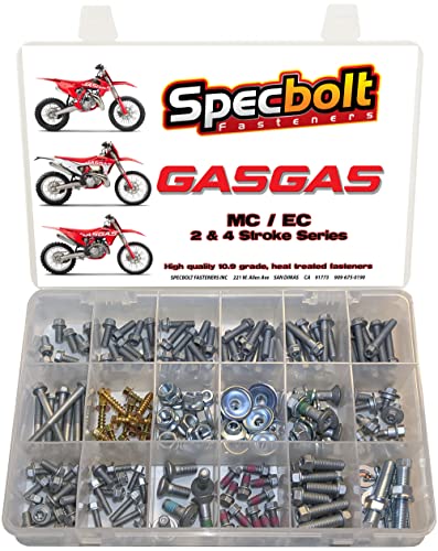 250pc Specbolt Fasteners Brand Gas Gas Bolt Kit. Fits GASGAS EX MC EC and Related Motorcycle. This Includes 2 Strokes: 50 65 85 125 250 300 4 Strokes 250 350 450 & KTM