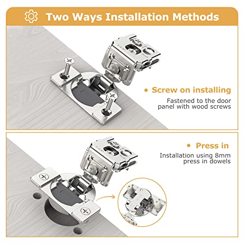 Furniware 60 Pieces 1-1/4 inch Overlay Soft Close Hinges for Kitchen Cabinet Hinges Satin Nickel Hidden Hinges Soft Closing Cabinet Hinges Stainless Steel Concealed Hinge self Closing 105 Degree - color: Satin Nickel - 60 Pack, size: 1-1/4 Inch