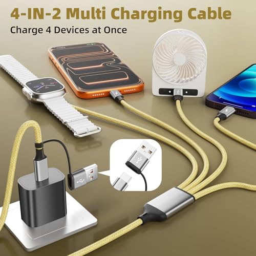 Travel Essentials Multi Charging Cable for iWatch Charger/iPhone 17, 5FT - color: Yellow, size: 1Pack 5FT