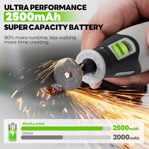 PHALANX Rotary Tool - 4V Cordless Rotary Tool Kit Accessories 80 PCS 2500mAh Battery, Preset 5 Speed Adjustment Grinder Tool for Cutting Sanding Carving Polishing Engraver DIY Crafts(R4-Standard)