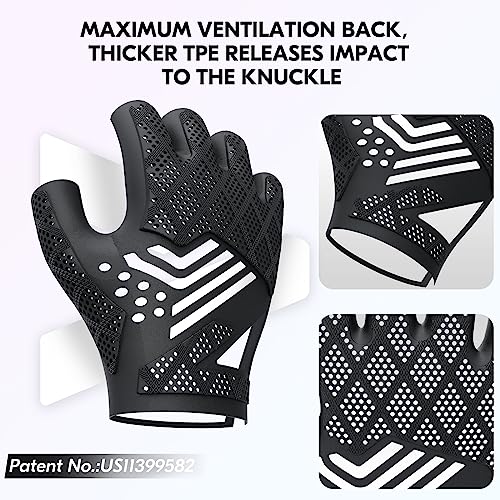 Vgo... NGG X1 Seamless Utility Gloves, Half Finger Mechanic Synthetic Leather Gloves,Knuckle Impacted Work Gloves - color: Black, size: X-Large(1 Pair)