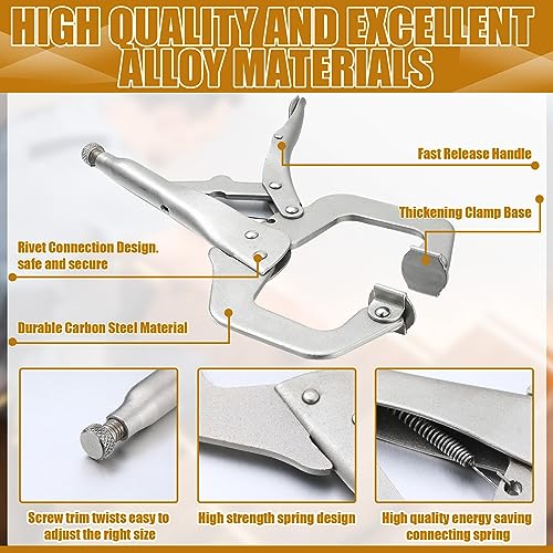 Yexiya 10 Pcs Locking C Clamps, Adjustable with Swivel Pad, 10 Pcs, 6 Inch - size: 6 Inch
