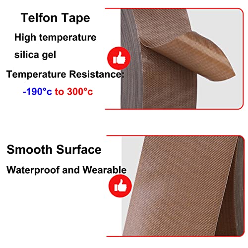 QRITY 1 Roll Electrical Tape PTFE Coated Fiberglass Adhesive Tape, 25mm x 10m High Temp Insulation Tape, for Vacuum Sealer Machine, Impulse Sealers Insulation