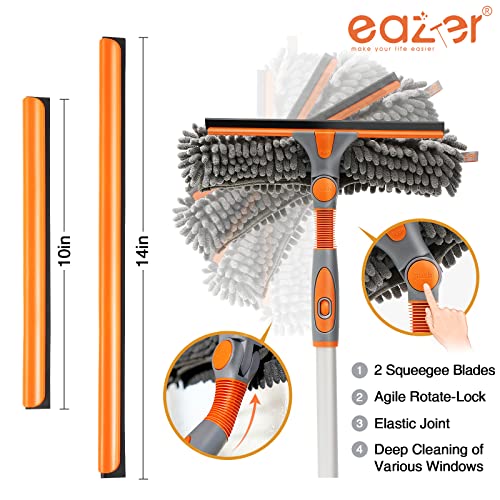 Eazer 89'' Squeegee Window Cleaner 2 in 1 Rotatable Window Cleaning Tool Kit with Extension Pole, Window Washing Equipment with Bendable Head for Indoor/Outdoor Window and Car Glass - size: 89inch