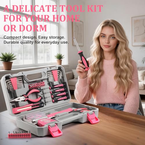 WINNER 150-Piece Pink Color All-Purpose Household Tool Kit in Toolbox Case - size: 150-Pc. Pink Tool Kit