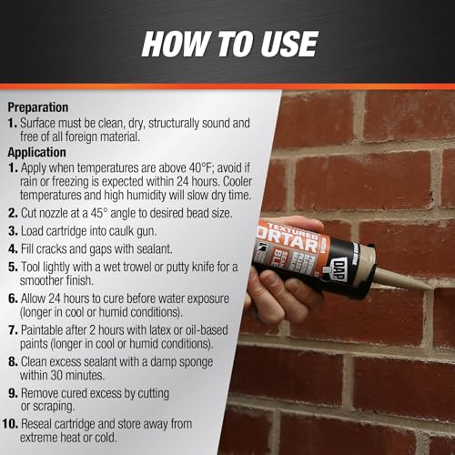 DAP Textured Mortar Premium Elastomeric Latex Filler & Sealant, Beige, 10.1 Oz (7079810081)