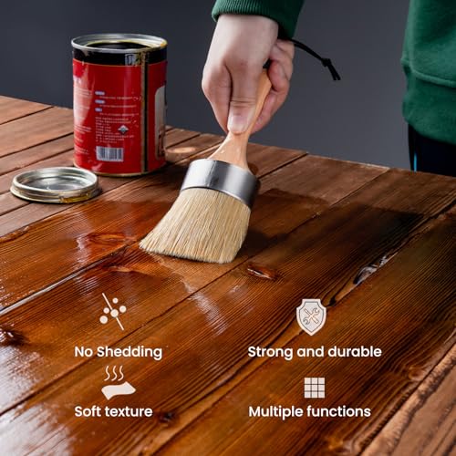 Chalk Paint Brush, Wax Paint Brush Set of 5, Natural Bristle - size: 1 Large + 1 Medium + 3 Small, 5 Pack